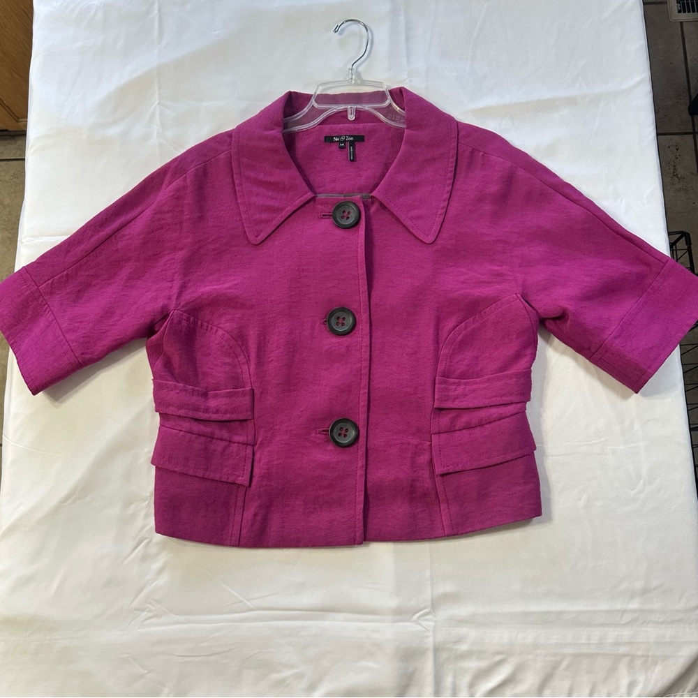 NIC+ZOE Fuchsia Short Sleeve Blazer